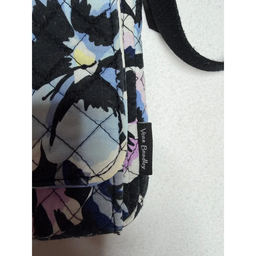 Vera Bradley Quilted‎ Cotton Floral Crossbody Bag Blue Purple Black Travel Purse